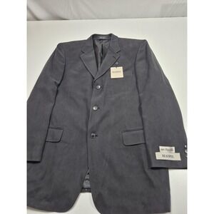 Haspel Suit Jacket Mens 44 Long Gray 100% Silk Herringbone Manor 3 Button NWT